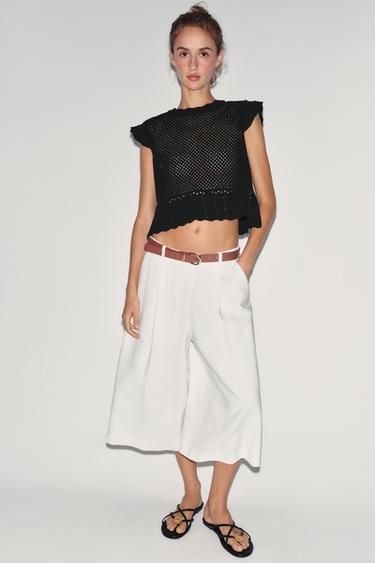 CUTWORK KNIT TOP - Black by Zara