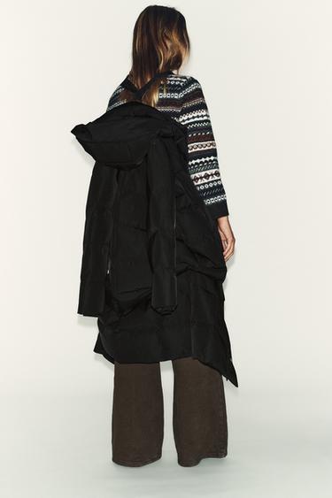 DOUDOUNE LONGUE À CAPUCHE DÉPERLANTE COUPE-VENT Noir ZARA France