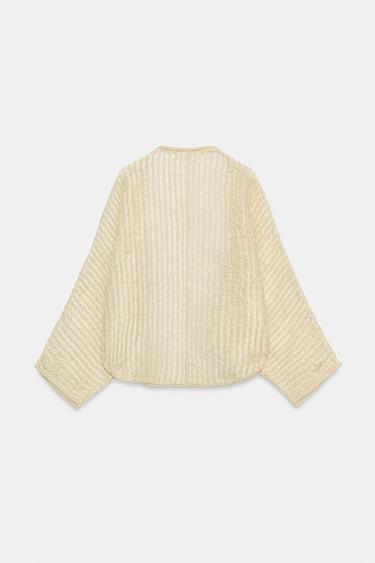 GILET OUVERT EN MAILLE - Écru de Zara - Image 7