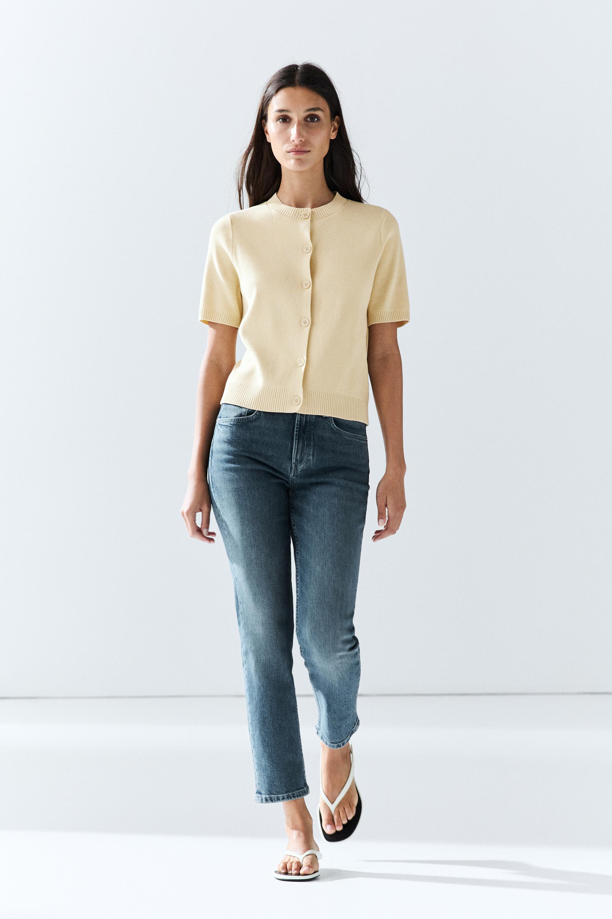 100% Cotton Short Sleeve Cardigan - 318 | ZARA United States