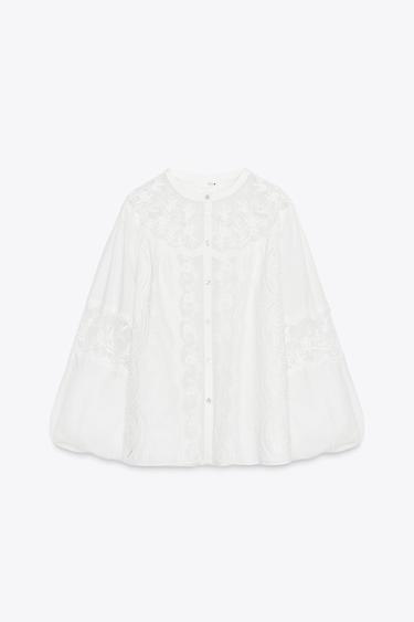 CAMISA BORDADOS ZW COLLECTION - Blanco de Zara - Imagen 0