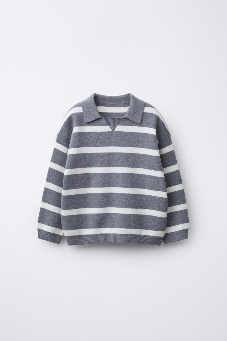 STRIPED KNIT SWEATER Grey marl ZARA Spain