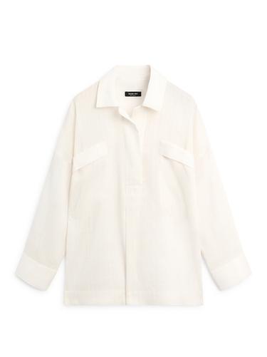 Camisa fluida abertura lino algodón - Blanco roto de Zara