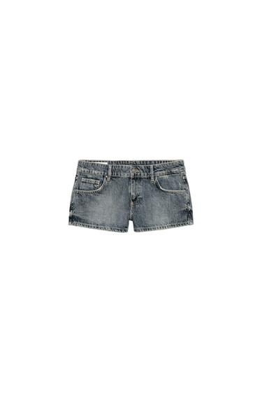 TRF STUDDED MINI DENIM SHORTS - Navy blue by Zara
