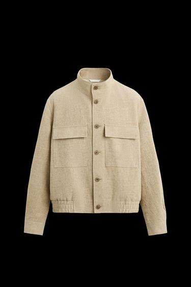 JACKE AUS LEINEN UND BAUMWOLLE - Hellbeige von Zara - Bild 0