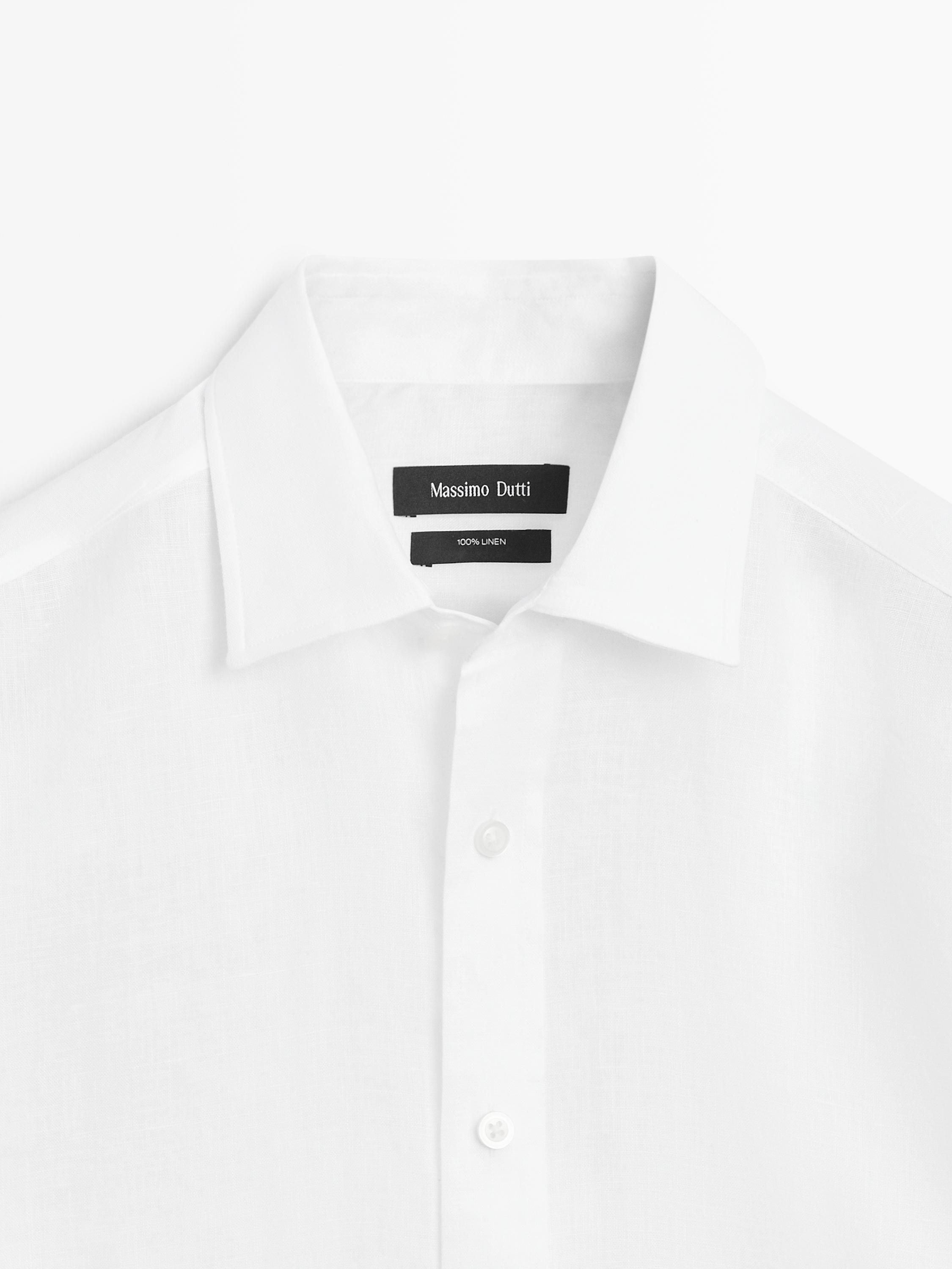 Slim fit 100% linen shirt — White