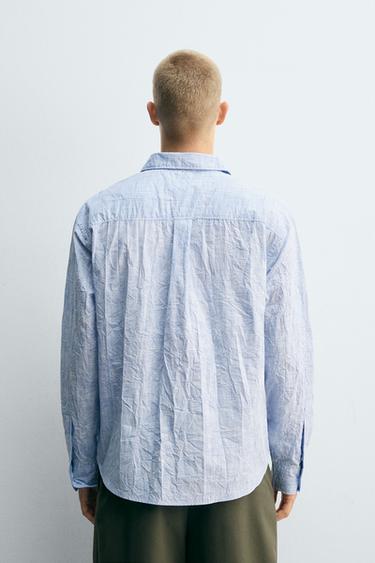 CHEMISE RAYURES EFFET FROISSÉ - Bleu ciel de Zara - Image 2