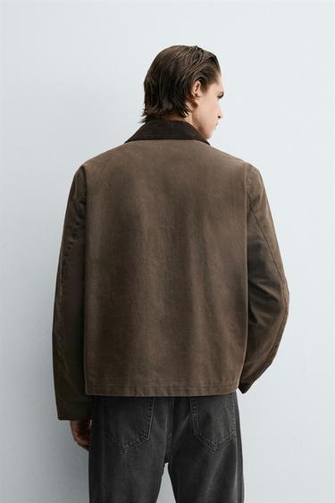 CONTRAST WAXED-EFFECT JACKET - Brown by Zara - Image 2