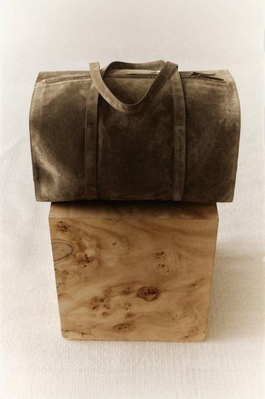 SAC DE VOYAGE CUIR - Vert kaki de Zara - Image 5