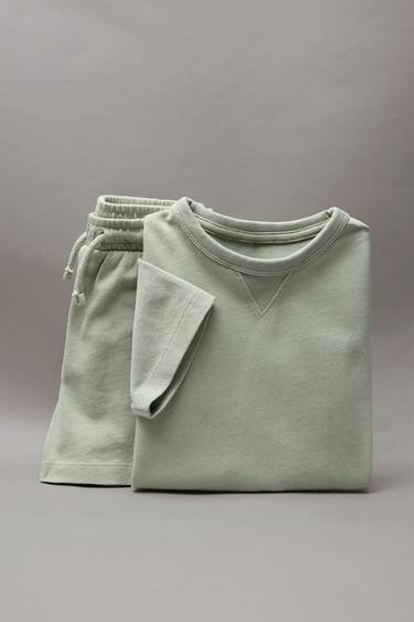 PLAIN T-SHIRT AND BERMUDA JOGGING SET - Sea green by Zara