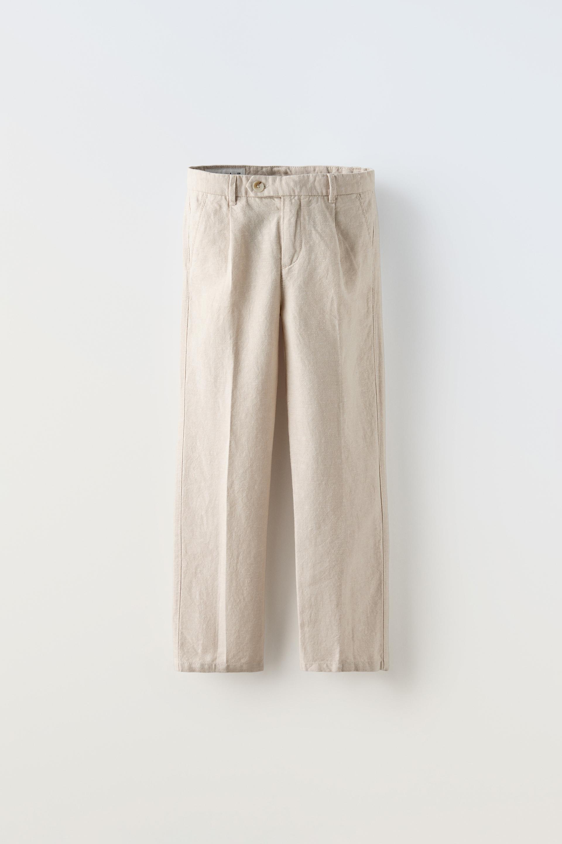 LINEN BLEND SLIM FIT SUIT PANTS - Beige | ZARA United States