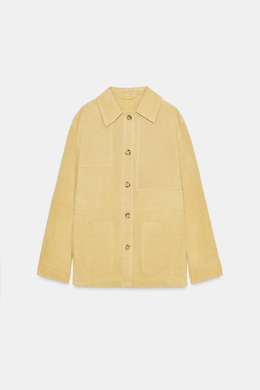 100% SUEDE LEATHER JACKET - Beige-pink by Zara