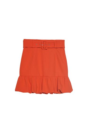 RUFFLED SKIRT WITH BELT