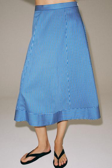 FALDA CAPA RAYAS ZW COLLECTION - Azul / Blanco de Zara