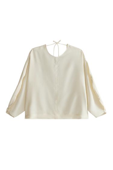FLOWING SATEEN SHIRT - Ecru by Zara
