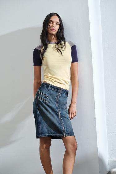 JUPE EN JEAN TRF ZIPS - Indigo de Zara - Image 1