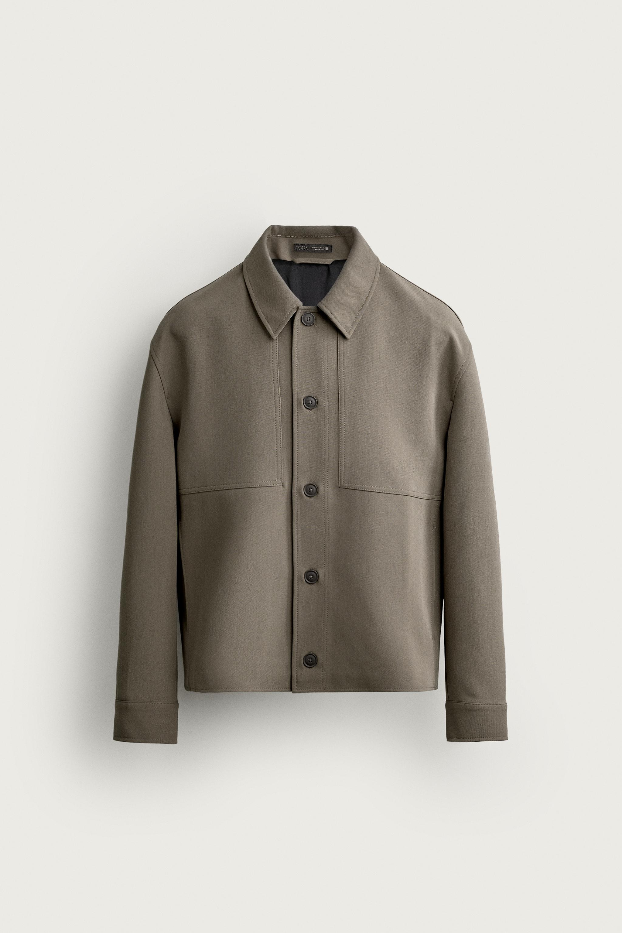 BOXY FIT OVERSHIRT — taupe brown