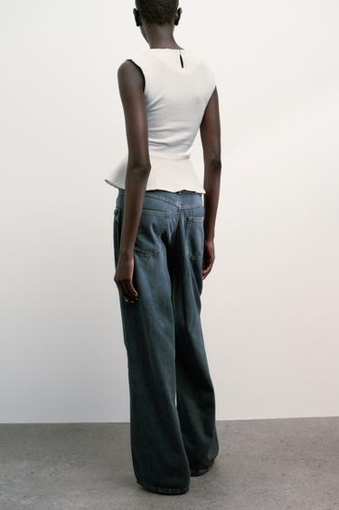 BOUCLÉ PEPLUM BUCKLE TOP - Oyster-white by Zara - Image 4