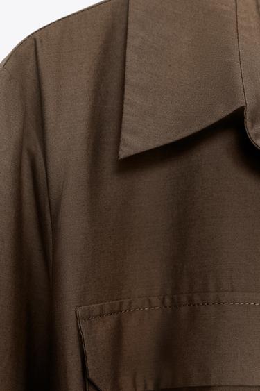 ZW COLLECTION POPLIN SHIRT DRESS - Dark khaki by Zara