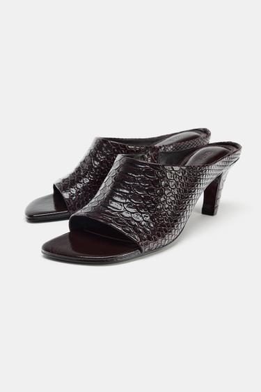 LEATHER MULE SANDALS LIMITED EDITION - Chocolate Brown by Zara - Image 5