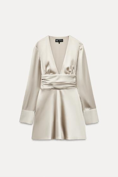 ROBE COURTE SATINÉE - Ivoire de Zara