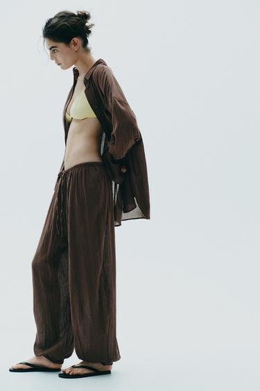 FLOWING BALLOON TROUSERS - Brown by Zara - Image 3