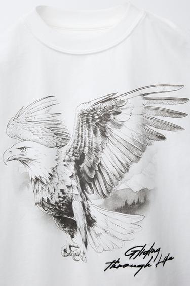 T-SHIRT À IMPRIMÉ AIGLE - Blanc cassé de Zara - Image 2