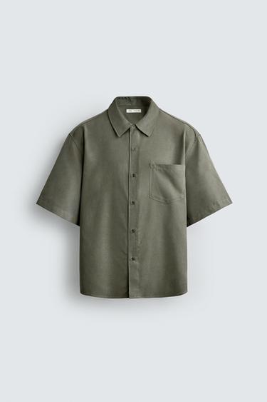 Zara 休閒版飄逸襯衫 - 深綠色