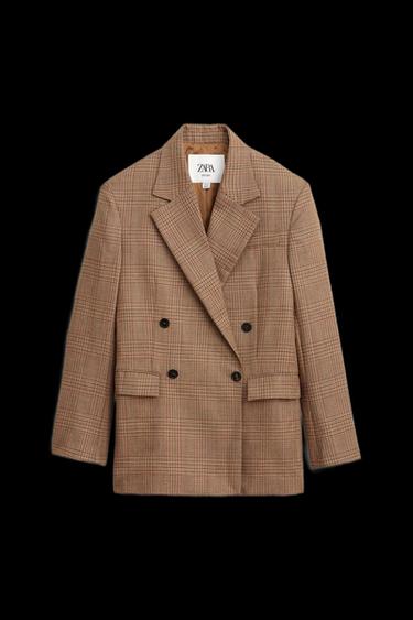 BLAZER CUADROS LANA 100% LIMITED EDITION - Marrón de Zara