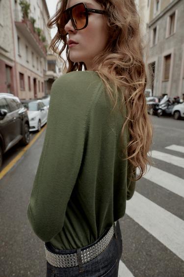 SUÉTER BÁSICO DE TRICÔ - Verde da Zara