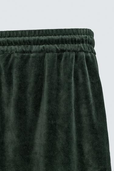 PANTALON EN VELOURS AVEC LISERÉS - Vert de Zara - Image 8