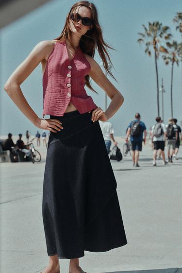 CHALECO HALTER RAYAS LAZOS - Rosa de Zara