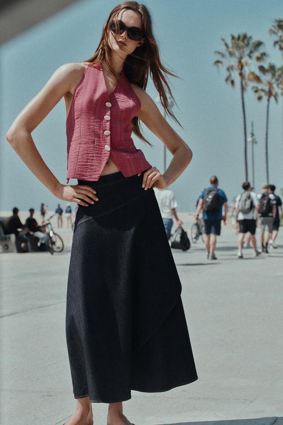 STRIPED TIE HALTER VEST from Zara - $49.90