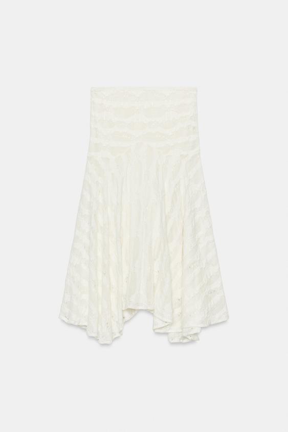 JUPE MI-LONGUE ASYMÉTRIQUE À DÉCHIRURES - Blanc cassé de Zara - Image 6