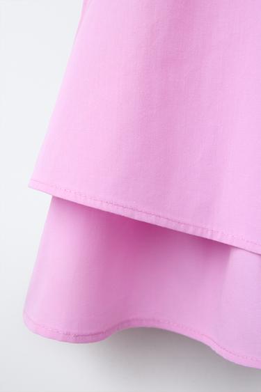 POPLIN TOP WITH DOUBLE RUFFLE AND LACE - Pink by Zara - Image 3