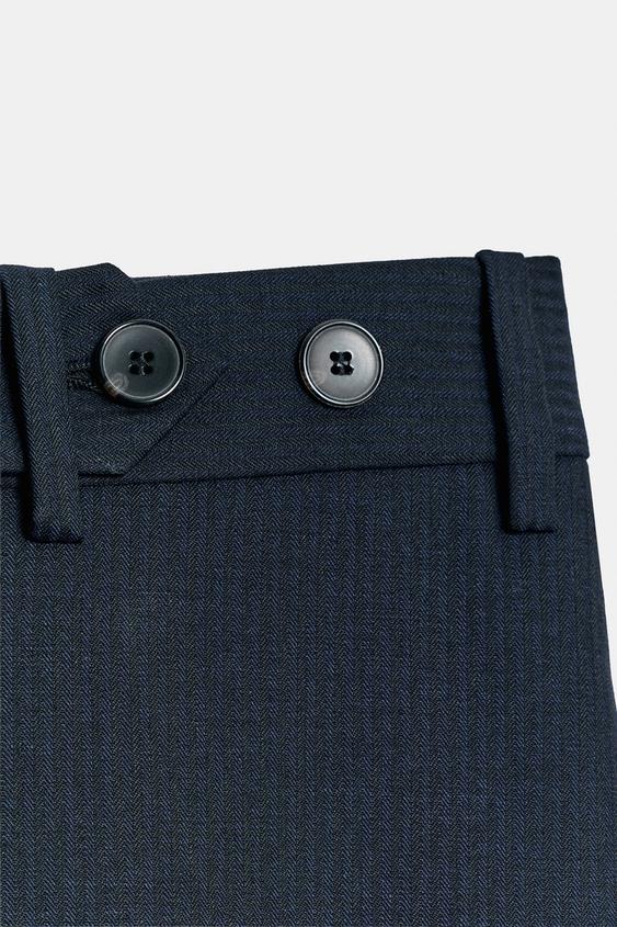JUPE MIDI RAYURES ZW COLLECTION - Bleu marine de Zara - Image 4