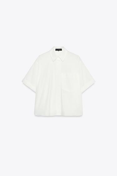 POPLIN SHIRT WITH POCKET - White by Zara