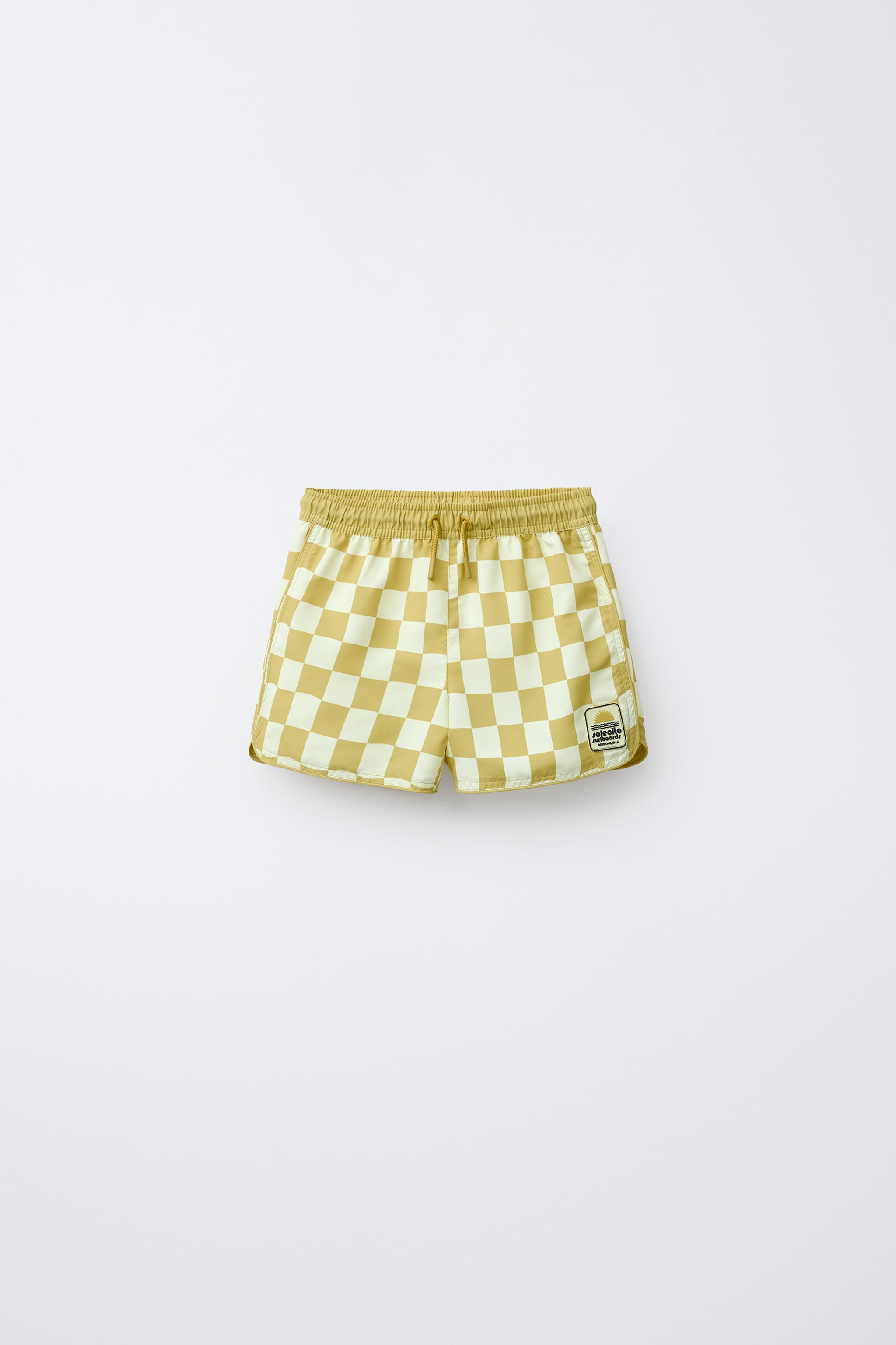 高品質の人気 6-14 YEARS/CHECKERBOARD SWIM SHORTS - Yellow | ZARA Canada パンツ