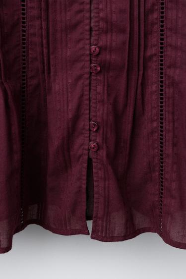 ROMANTIC SHIRT WITH RUFFLED COLLAR - Dark burgundy by Zara - Image 3