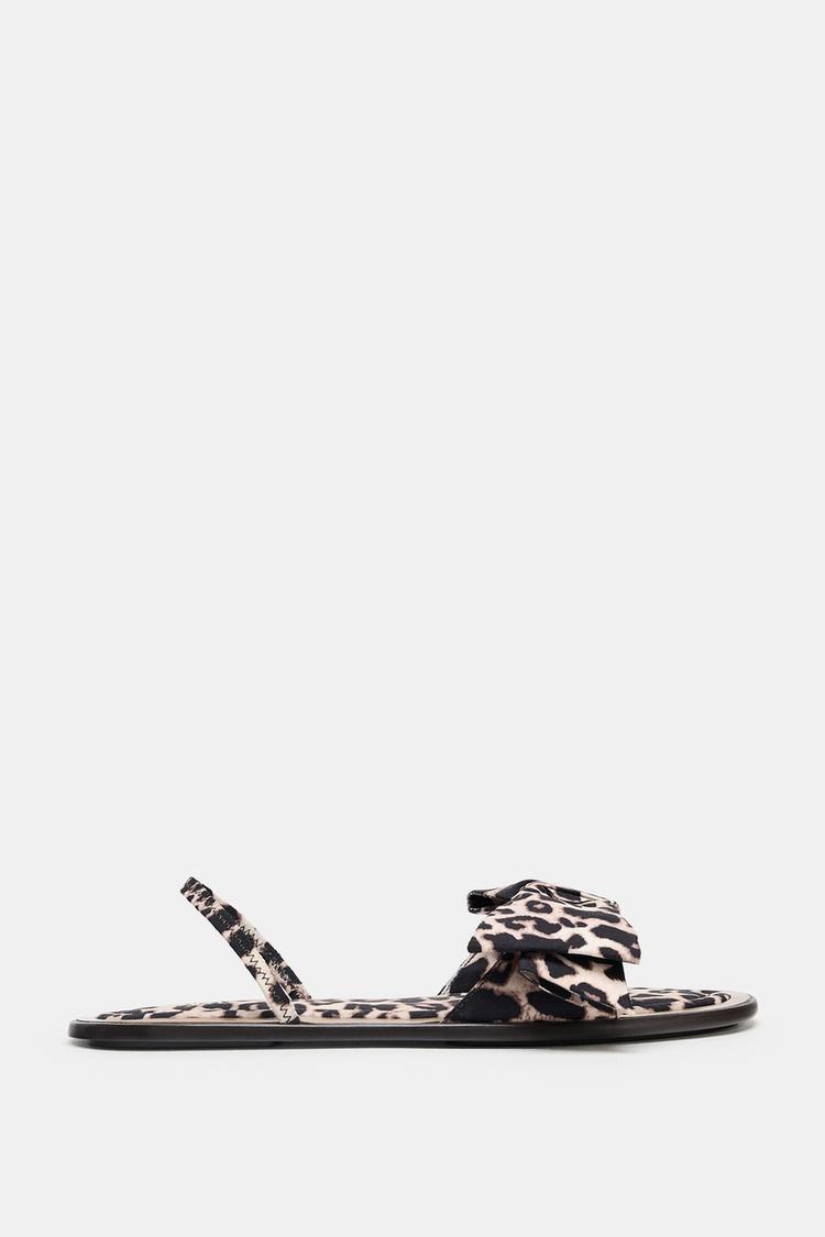 ANIMAL PRINT FLAT SANDALS WITH BOW Leopard ZARA India