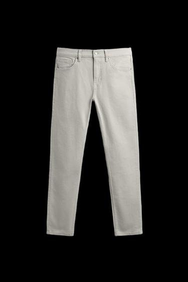 Zara BASIC SLIM FIT JEANS - Ecru