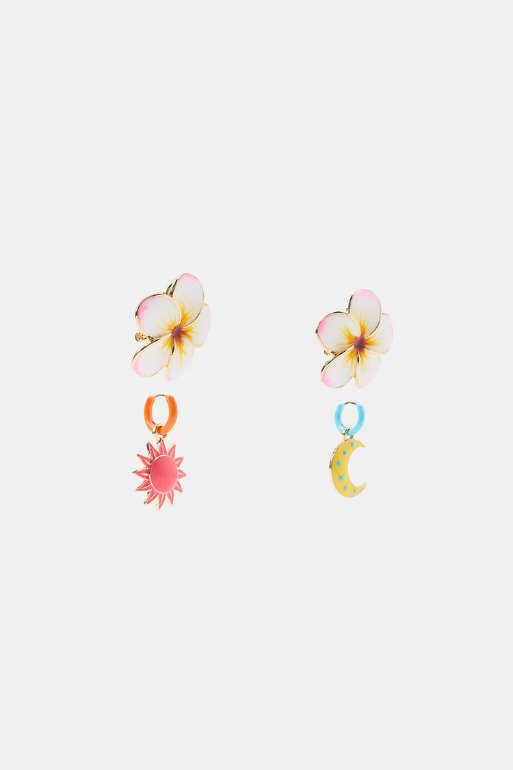 PAQUETE DE ARETES DE FLOR, SOL Y LUNA 6