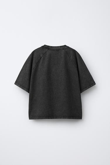 ENSEMBLE T-SHIRT GRAMMAGE LOURD ET LEGGING ÉVASÉ CÔTELÉ EFFET DÉLAVÉ - Noir de Zara - Image 3