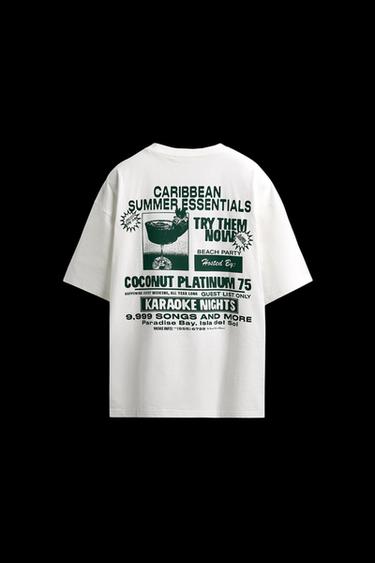 Zara TEXT PRINT T-SHIRT - White - Image 0