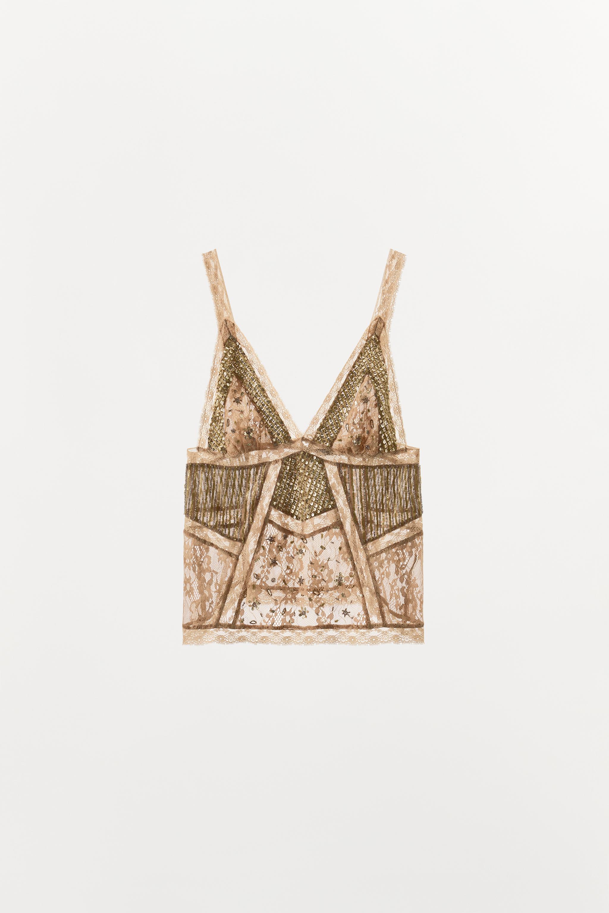 LIMITED EDITION LACE SEQUIN TOP - Gold | ZARA Canada