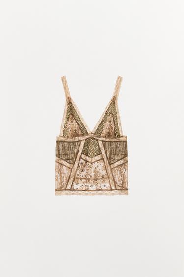 LIMITED EDITION LACE AND SEQUIN TOP - Gold by Zara - Image 2