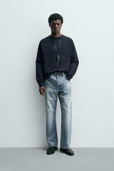 CAMISETA HEAVYWEIGHT CREWNECK - Azul profundo de Zara - Imagen 0