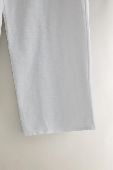 PANTALON LONG EN COTON - Blanc de Zara - Image 3