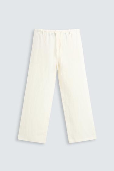 PANTALÓN 100% LINO - Crudo de Zara