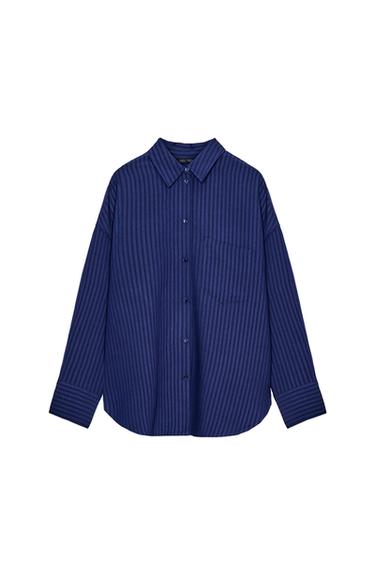 HEMD MIT JACQUARD-STREIFEN – ZW COLLECTION - Marineblau von Zara